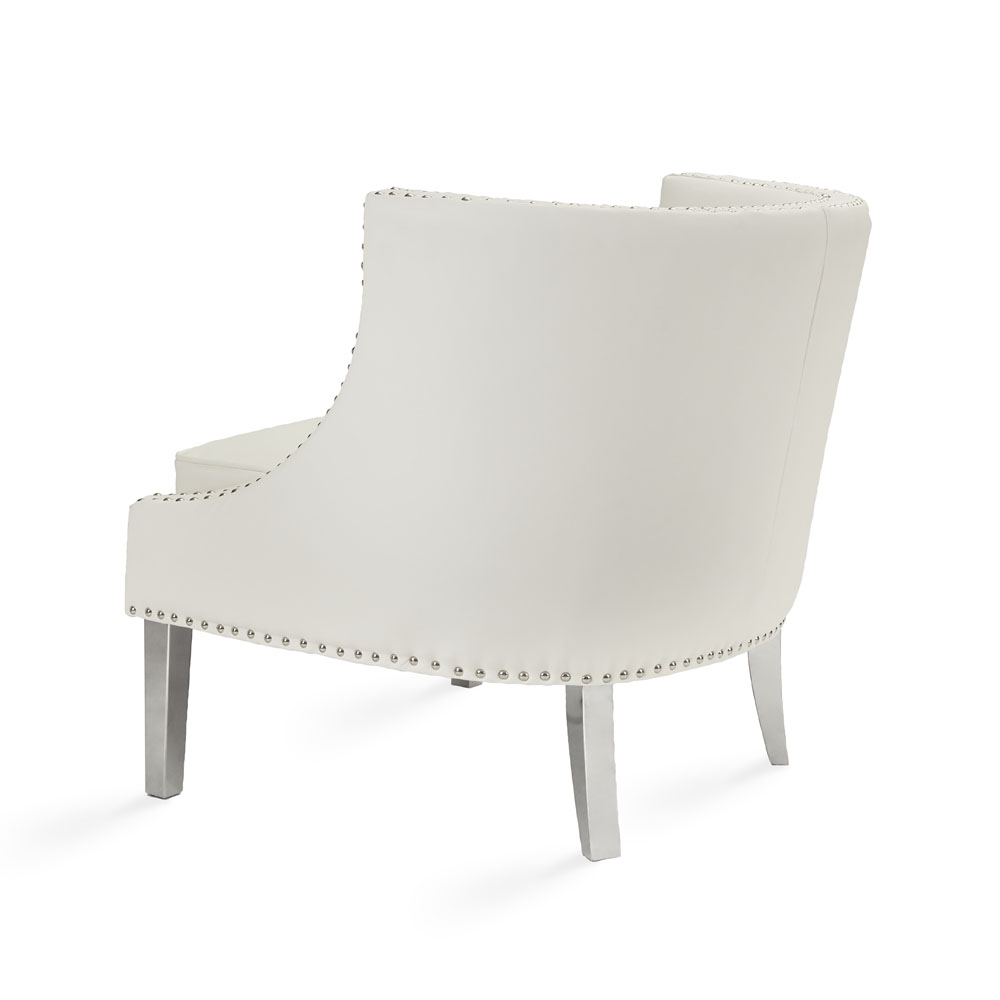 Lucy Accent Chair: White Leatherette